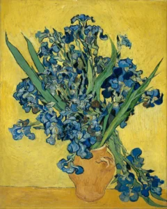Vincent Van Gogh | EVG017 | Vase with Irises Against a Yellow Background (1890)