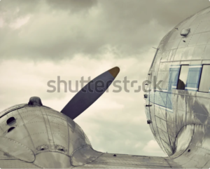 Airplane, View over the wing of a historic airplane | SH247685605