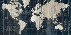 Wild Apple Porfolio | W13558 | Old World Map Blue (detalle)