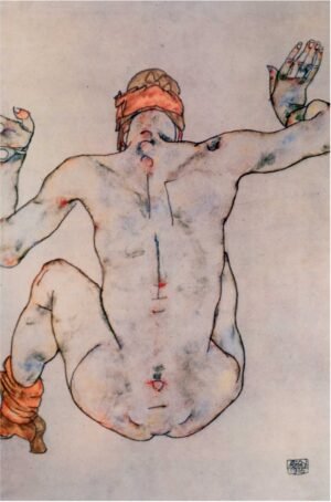 Egon Schiele | Li0373 | Nudo seduto di spalle
