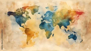 Planisferio | AS721086909 | Watercolor world