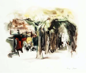 Von Klaus Meyer-Gasters | Li1311 | Aquarell Jahrmarkt in Südfrankreeich