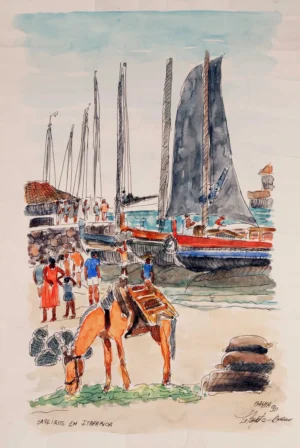 Miguel Ángel Zelayeta | Li0666 | Saveiros em Itaparica | Acuarela original