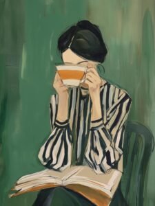 Catty (Catty_studio) | MA.CHAD-101 | Woman Drinking Coffee and Reading