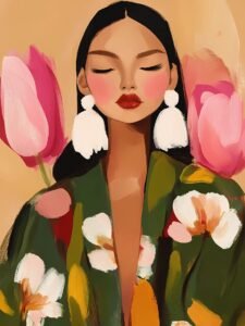 Ludwig Maun | MA.IAM-179 | Woman with Pink Tulips