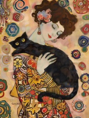 Ludwig Maun | MA.KLI1 | Woman with Black Cat (Klimt Style)