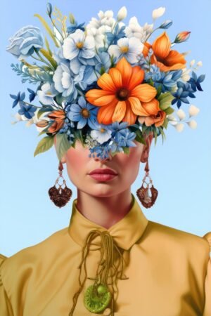 Ludwig Maun | MA.fri-6 | Woman with Blue Flower Bouquet Hat