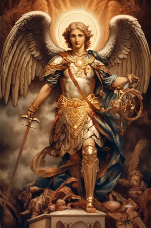 E0007 - Arcángel San Miguel con espada y astrolabio