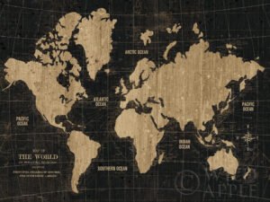 Wild Apple Studio | M61957 | Old World Map Black Gold